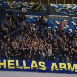 NAPLES, ITALY - NOVEMBER 07: Hellas Verona fans show their support during the Serie A match between SSC Napoli v Hellas Verona FC at Stadio Diego Armando Maradona on November 07, 2021 in Naples, Italy. (Photo by Francesco Pecoraro/Getty Images)