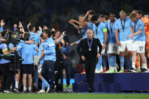 Il City festeggia la vittoria della Champions